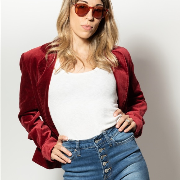 The Limited- Red Velvet Blazer - Picture 2 of 2